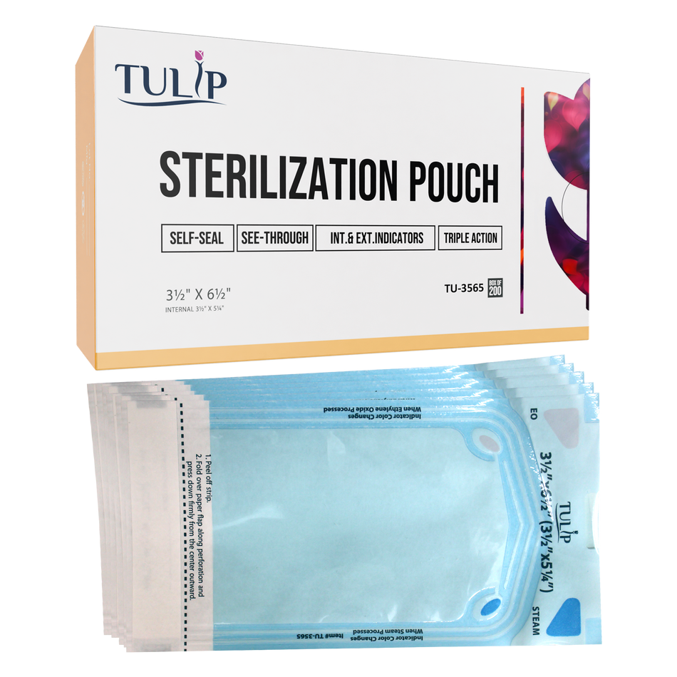 TULIP Self-Sealing Sterilization Pouches 3.5x5.25" - 200 Pack - front view | DoctorSupplies.com