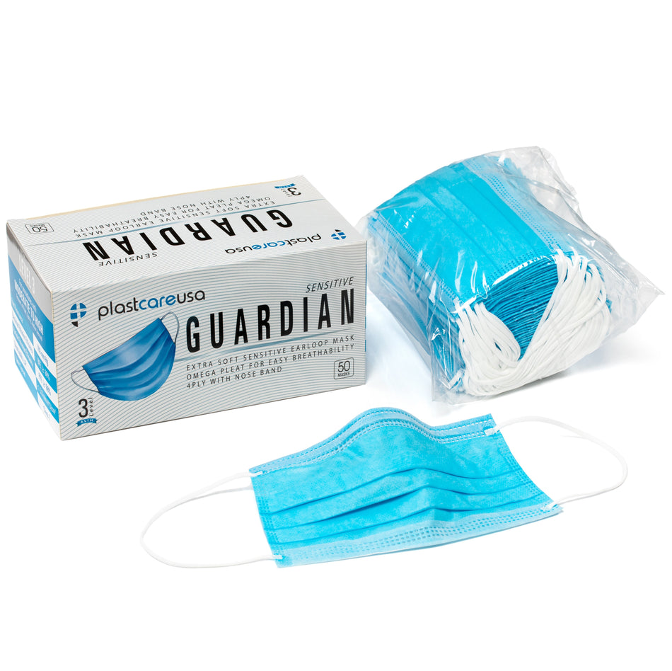 PlastCare USA 4-Ply ASTM Level 3 Surgical Masks (Blue) *Deal* - front view | DoctorSupplies.com