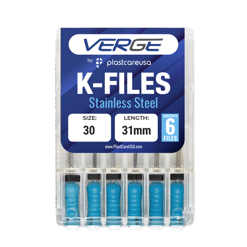 Size 30 Endodontic K-Files 31mm Stainless Steel - Pack of 6 | DoctorSupplies.com