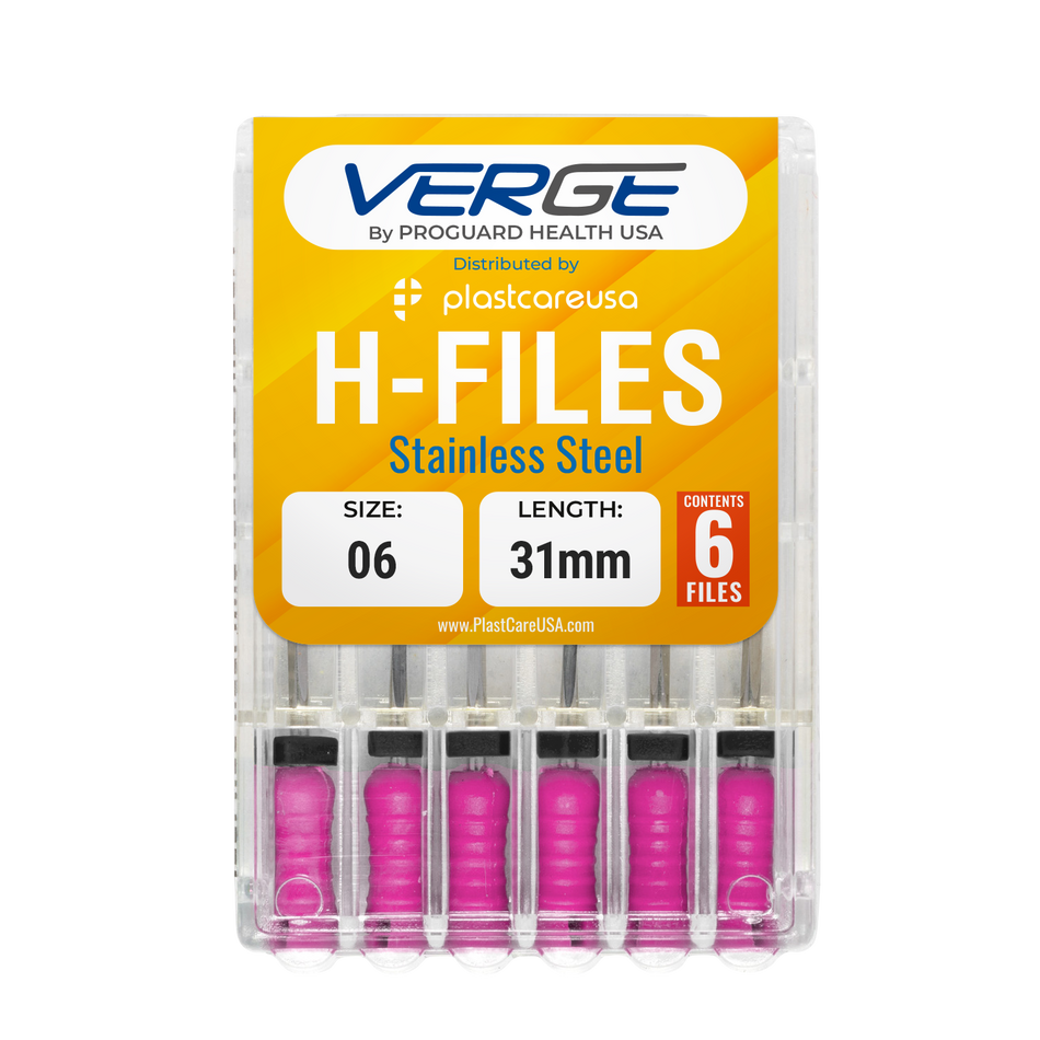 31mm Size 6 H Files Hedstrom Endodontic Stainless Steel Dental Root Canal Files (Pack of 6)