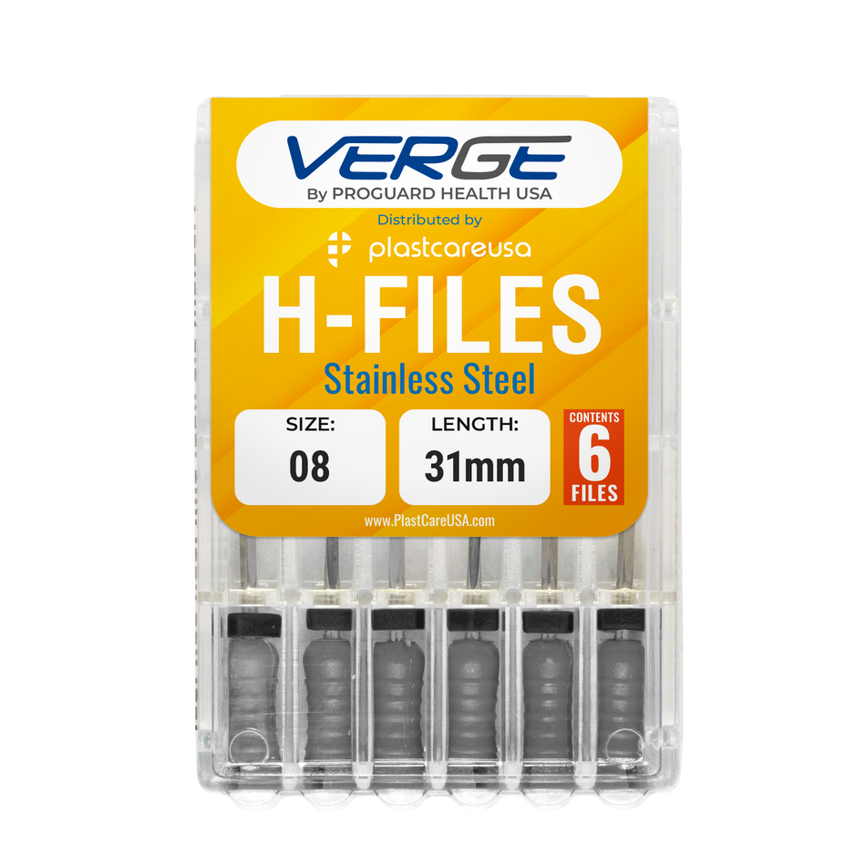 31mm Size 8 H Files Hedstrom Endodontic Stainless Steel Dental Root Canal Files (Pack of 6)