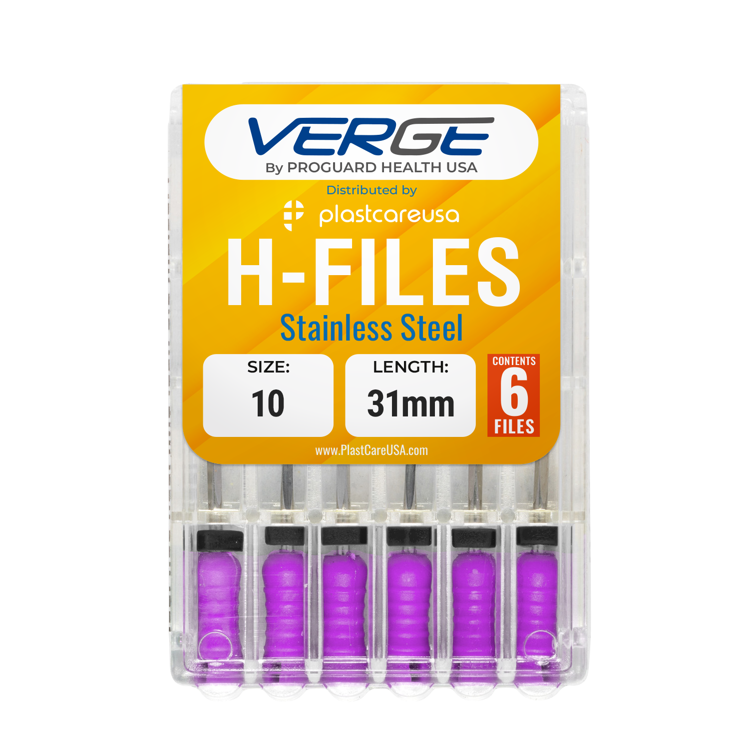 31mm Size 10 H Files Hedstrom Endodontic Stainless Steel Dental Root Canal Files (Pack of 6) | DoctorSupplies.com