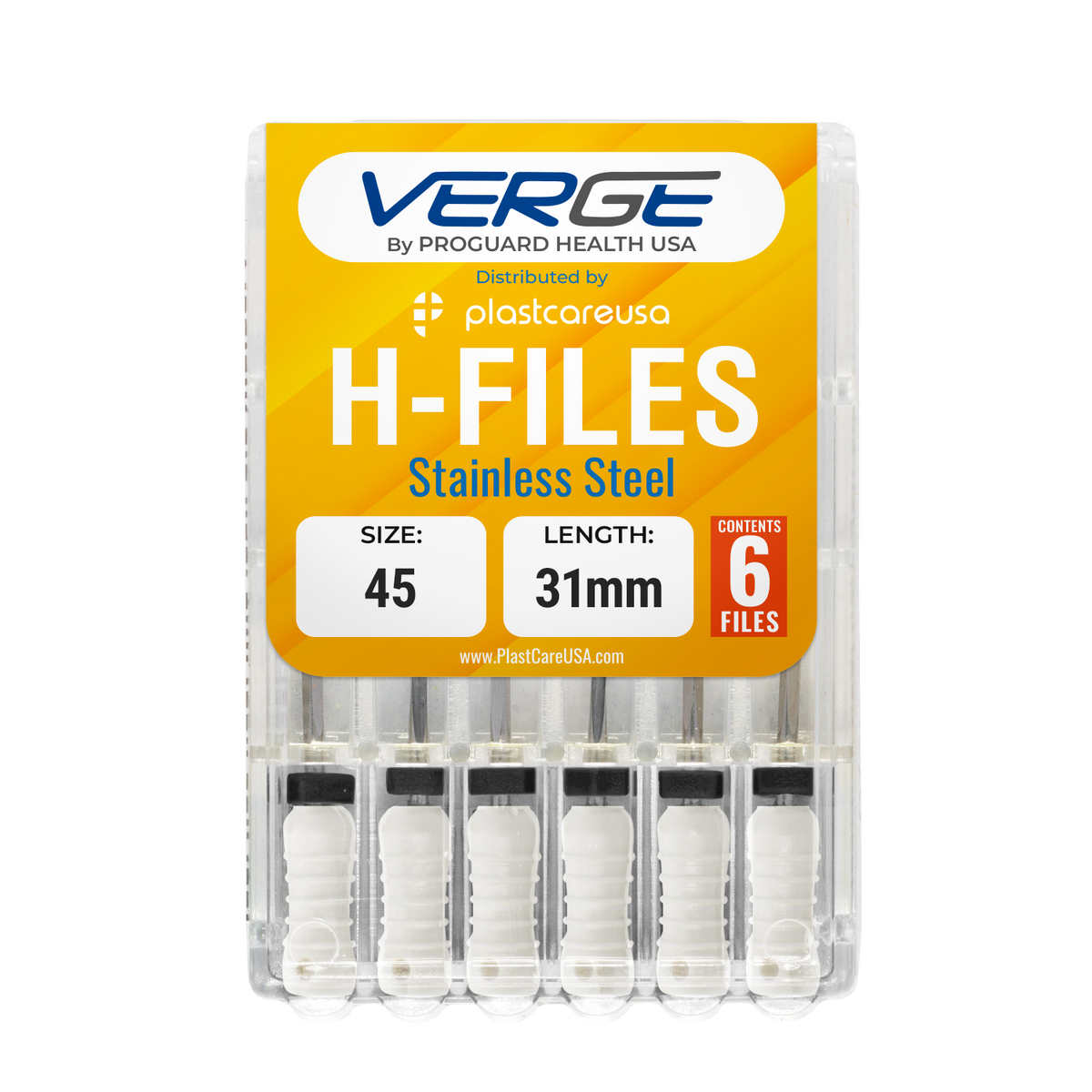 31mm Size 45 H Files Hedstrom Endodontic Stainless Steel Dental Root Canal Files (Pack of 6) | DoctorSupplies.com