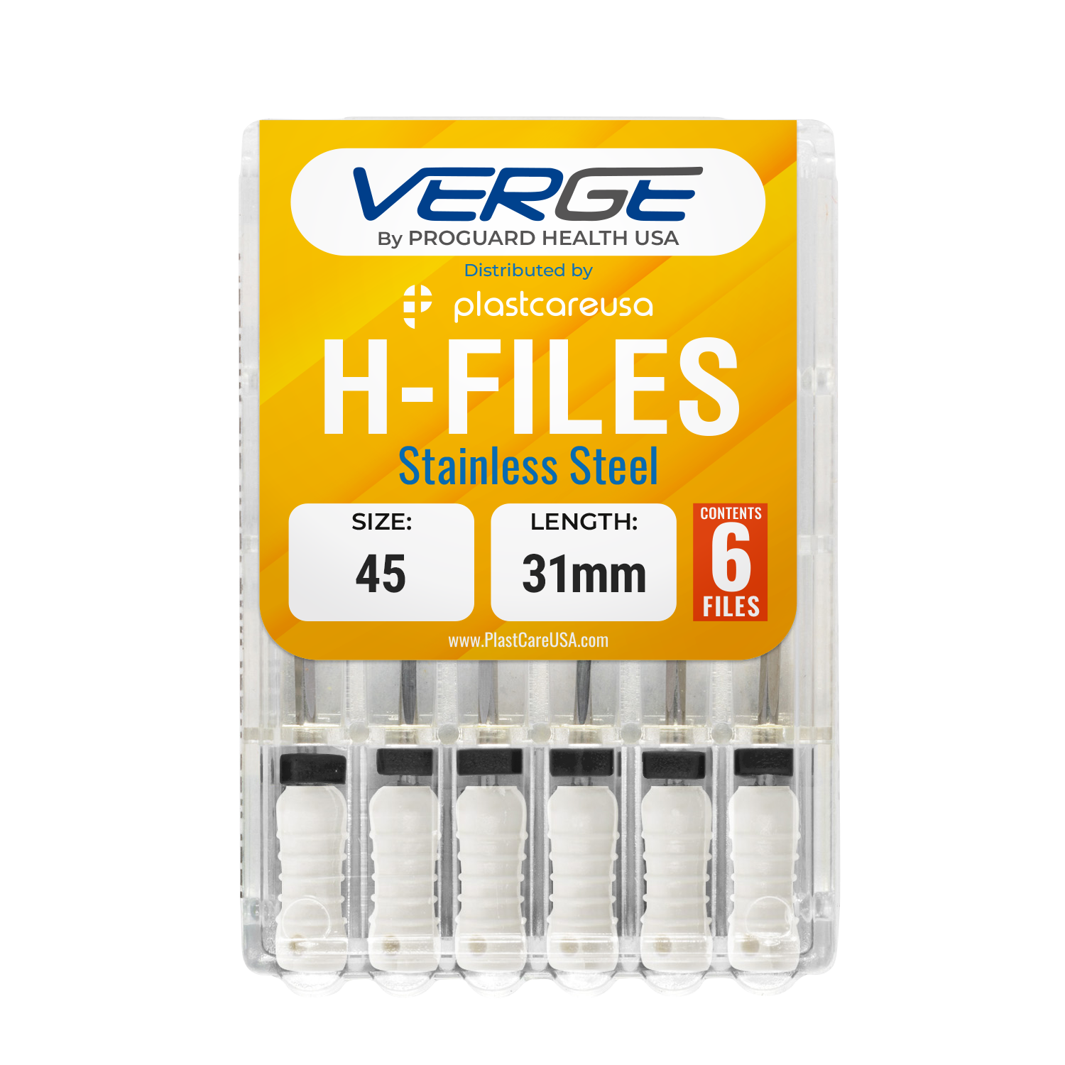 31mm Size 45 H Files Hedstrom Endodontic Stainless Steel Dental Root Canal Files (Pack of 6) | DoctorSupplies.com