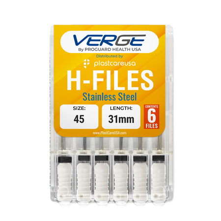 31mm Size 45 H Files Hedstrom Endodontic Stainless Steel Dental Root Canal Files (Pack of 6) | DoctorSupplies.com