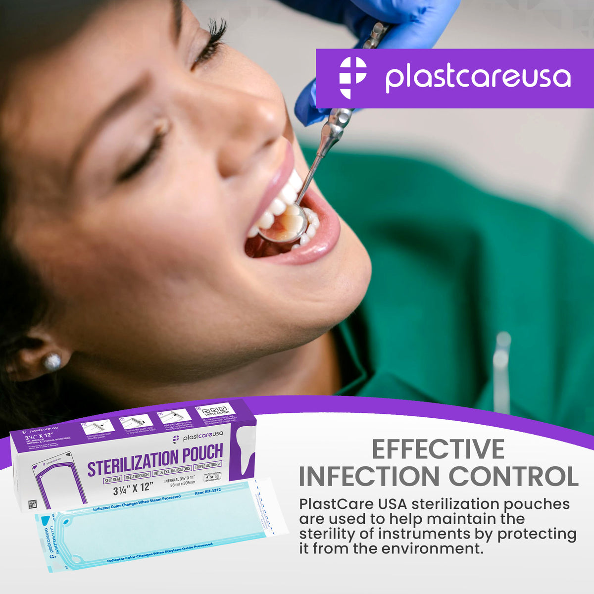 PlastCare USA Self-Sealing Sterilization Pouches 3.25x12" (200ct) - in use | DoctorSupplies.com