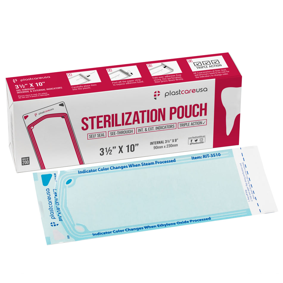 200ct 3.5x10 Self-Seal Sterilization Pouches | PlastCare USA | DoctorSupplies.com