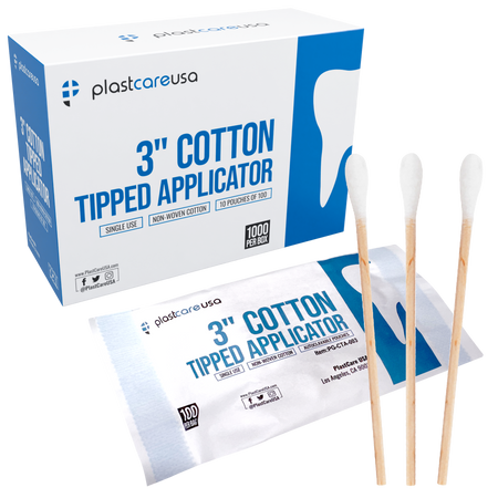 3" Cotton Tip Applicators by PlastCare USA - Box of 1000 | DoctorSupplies.com