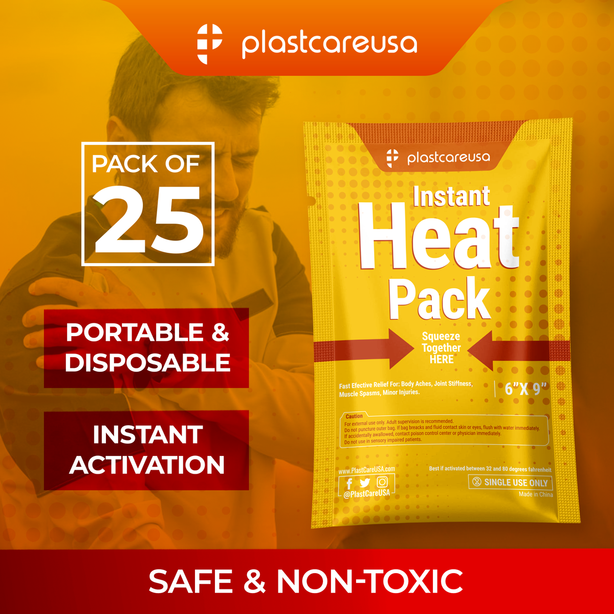 6x9 Instant Heat Packs - Pain Relief (Case of 25) - side view | DoctorSupplies.com