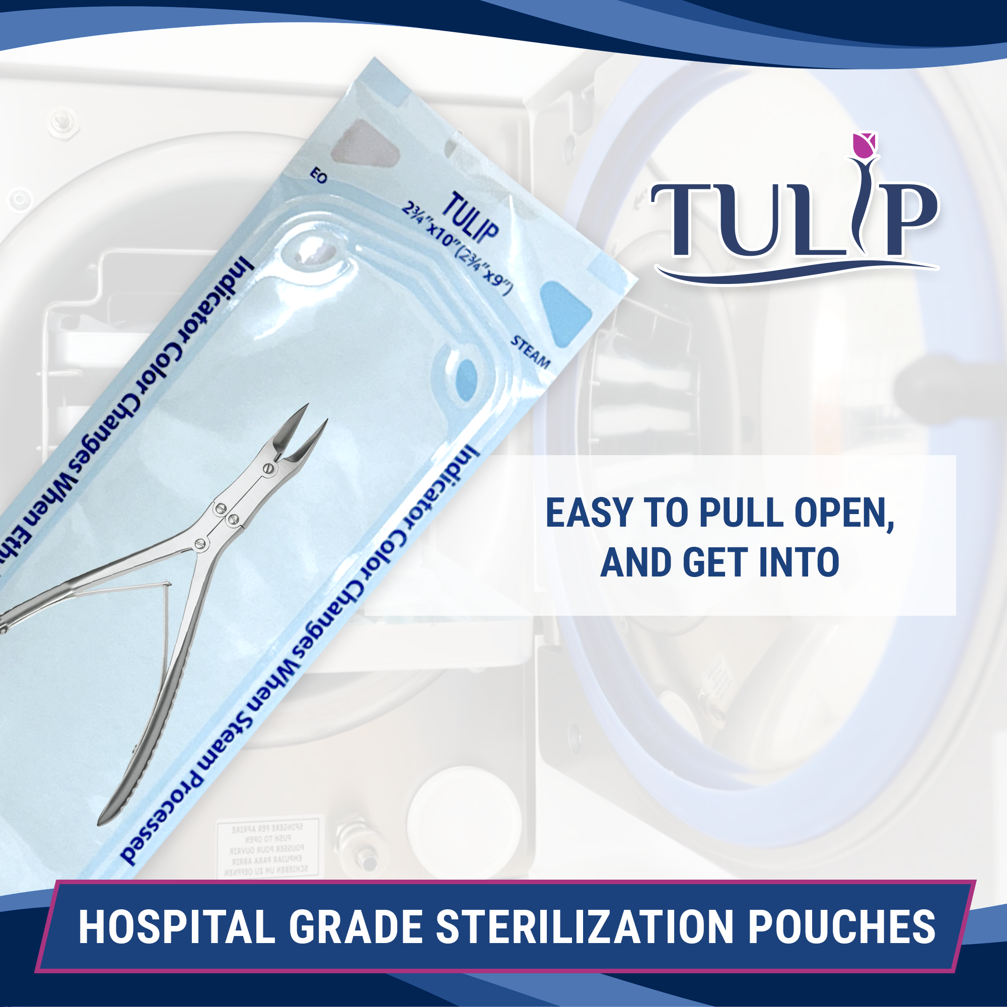 TULIP Self-Sealing Sterilization Pouches 2.75"x10" (200/Box) - detail view | DoctorSupplies.com