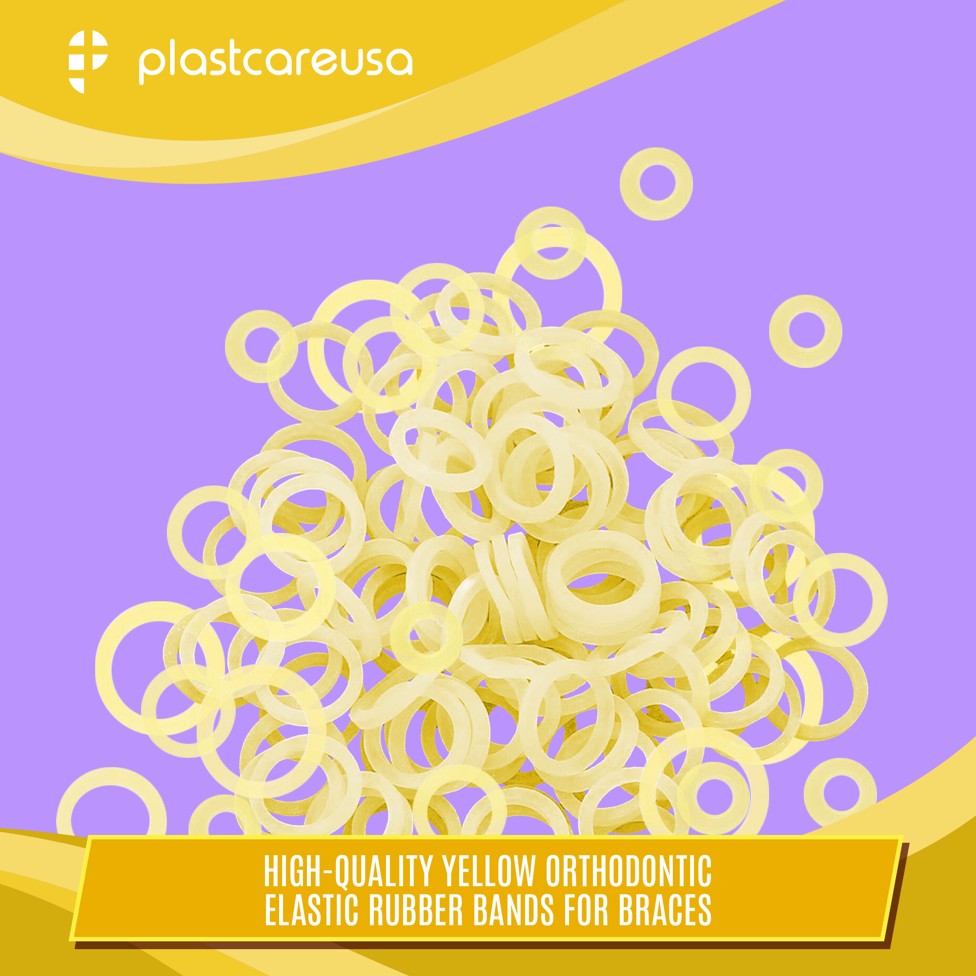 Orthodontic Elastic Bands 1/8" Chipmunk Light 3.5 Oz Yellow 2000ct - detail view | DoctorSupplies.com