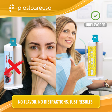 4 Unflavored Fast Set Bite Registration Material 50ml Cartridges by PlastCare USA - detail view | DoctorSupplies.com