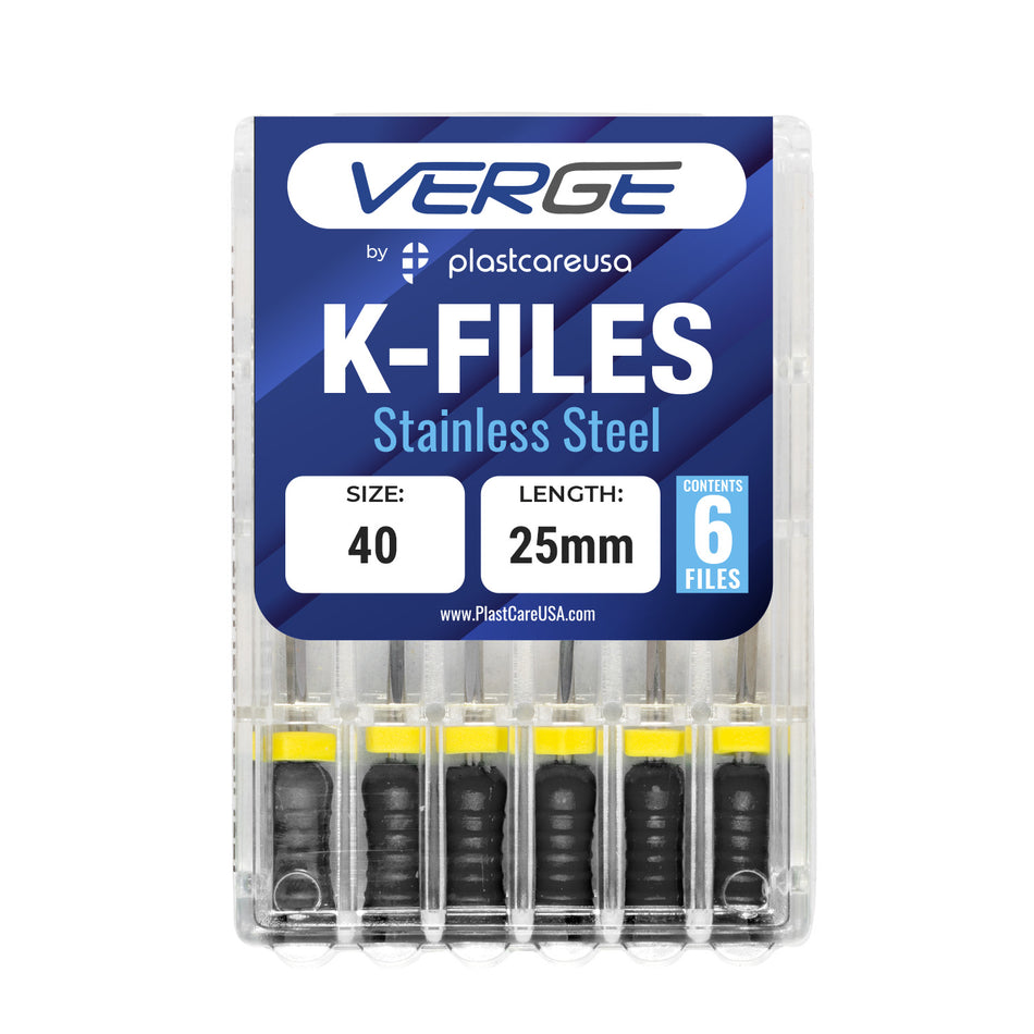 Size 40 Endodontic K-Files 25mm Stainless Steel (Pack of 6) | DoctorSupplies.com