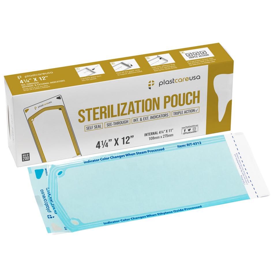 Self-Sealing Sterilization Pouches 4.25"x11" (200) PlastCare | DoctorSupplies.com