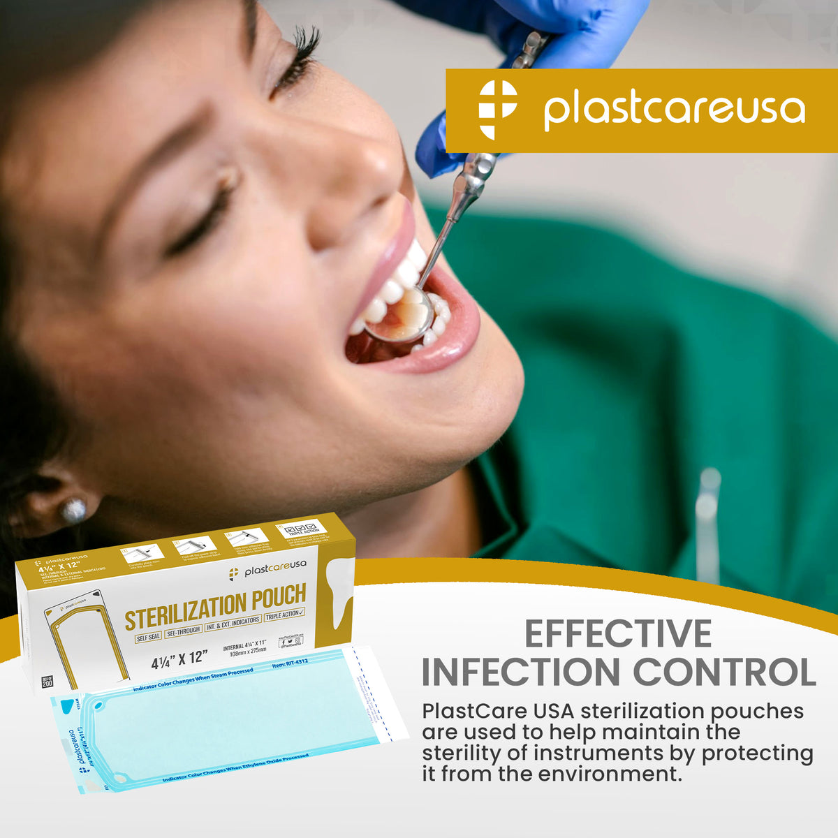 Self-Sealing Sterilization Pouches 4.25"x11" (200) PlastCare - in use | DoctorSupplies.com