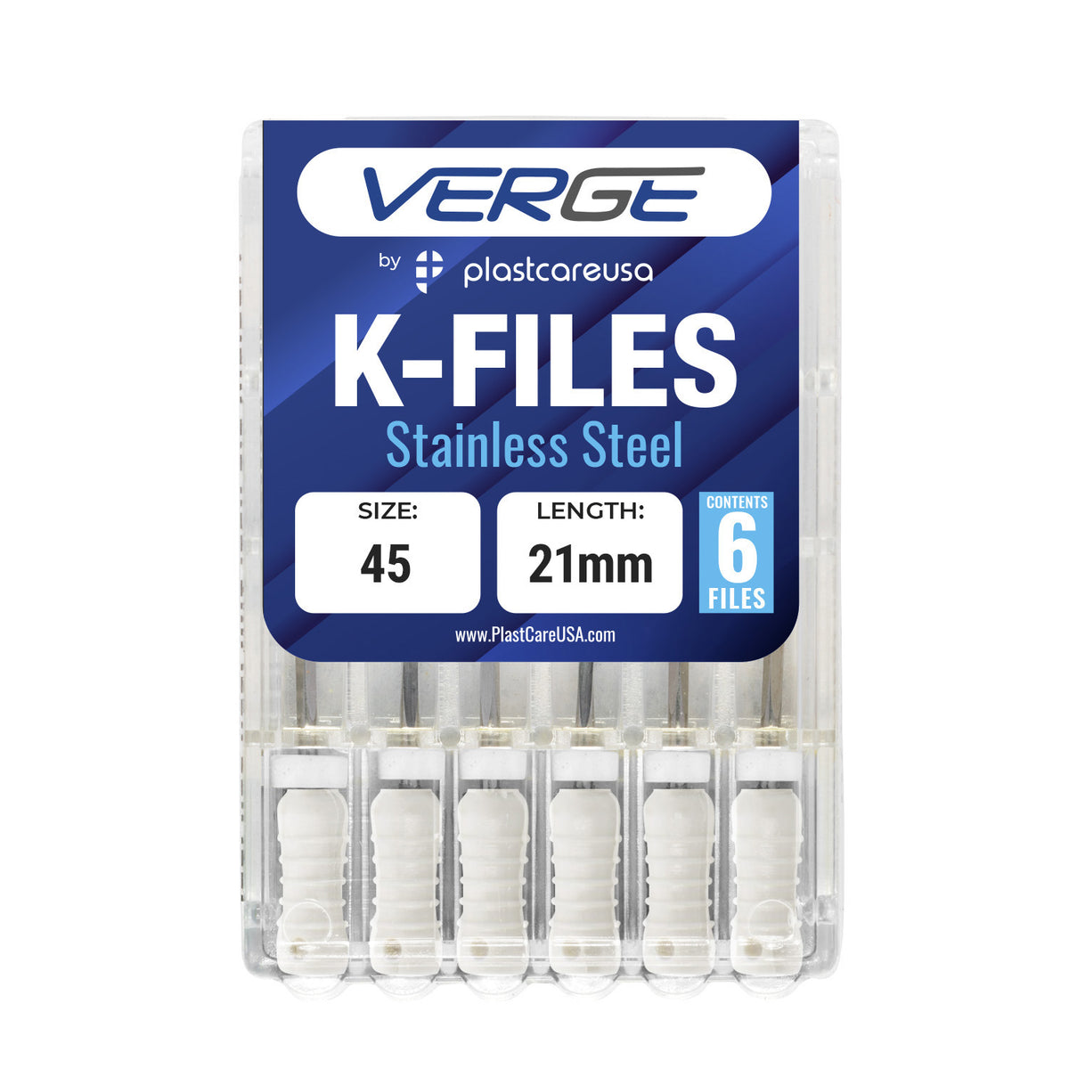 Size 45 21mm Endo K-Files - Stainless Steel (Pack of 6) | DoctorSupplies.com