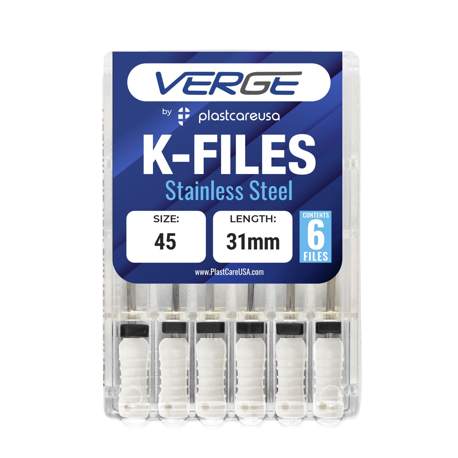 Size 45 31mm Endodontic K-Files Stainless Steel - Pack of 6 | DoctorSupplies.com