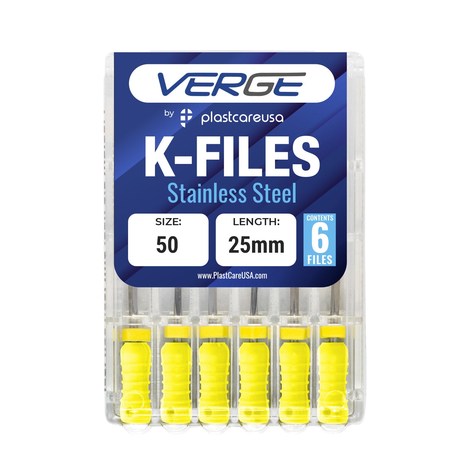 Size 50 Endodontic K-Files 25mm Stainless Steel (Pack of 6) | DoctorSupplies.com