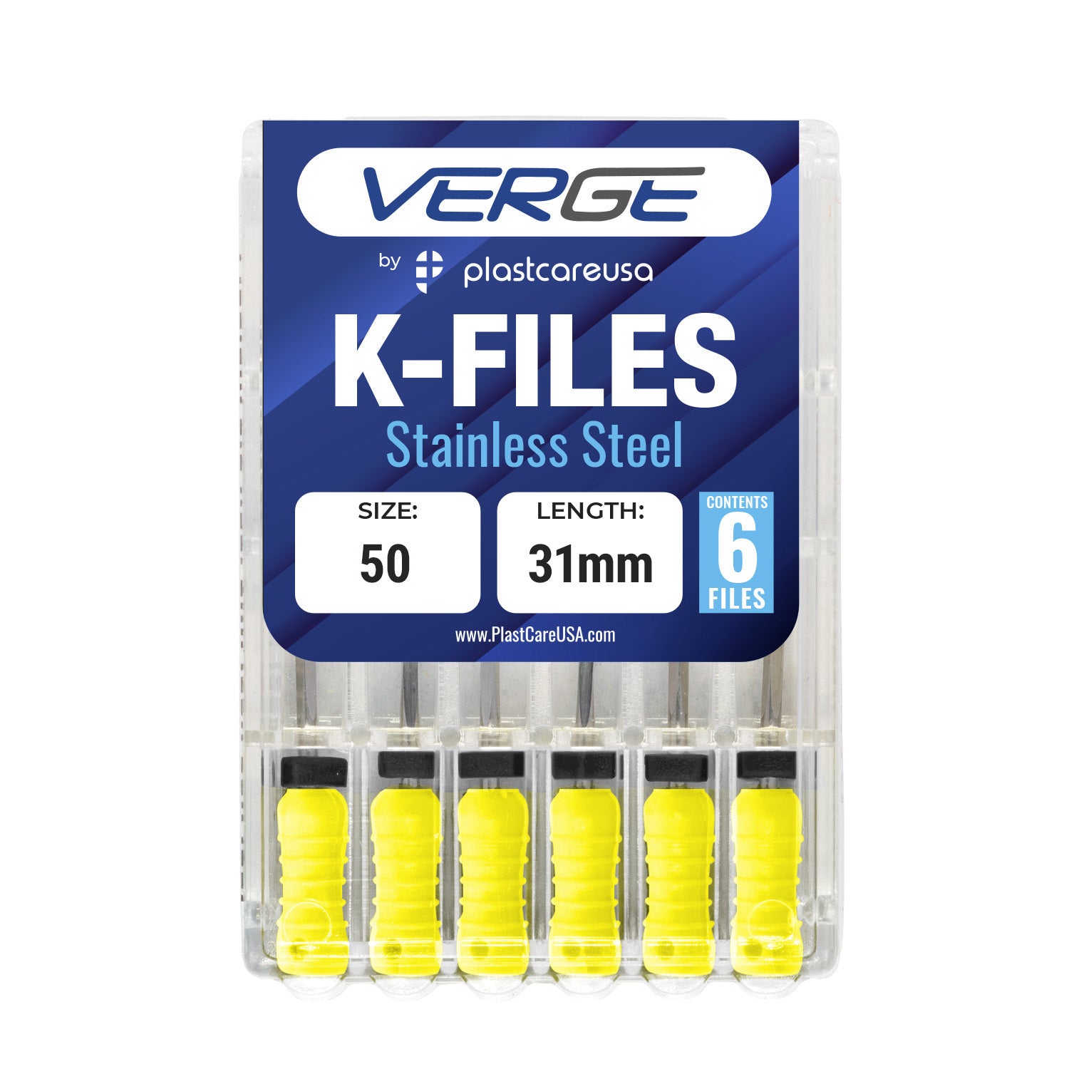 Size 50 Endodontic K-Files 31mm Stainless Steel (Pack of 6) | DoctorSupplies.com