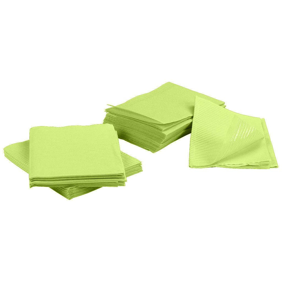 500 Lime Green 3-Ply 13x18 Dental Patient Towel Bibs (Case of 500) by PlastCare USA - My DDS Supply