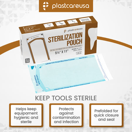 200 Self-Sealing Sterilization Pouches 5.25x10 - PlastCare USA - back view | DoctorSupplies.com