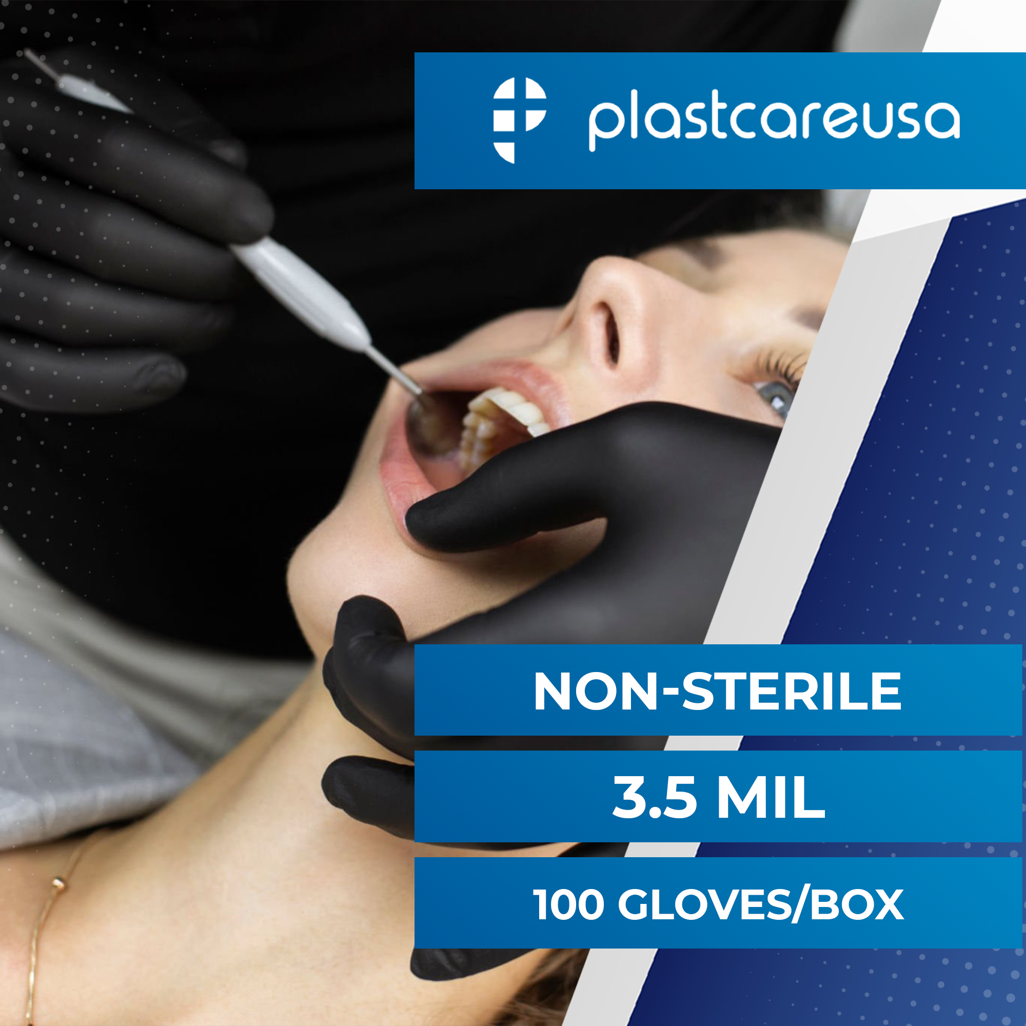 Large Black Nitrile Disposable Gloves - Box of 100, Powder-Free - packaging | DoctorSupplies.com