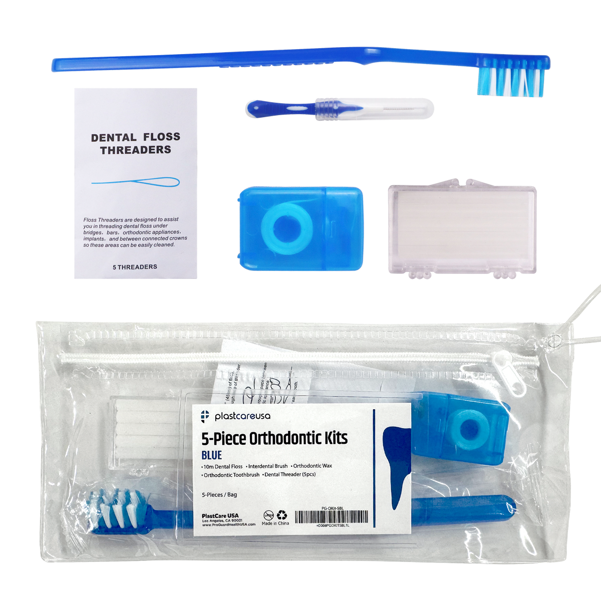 Orthodontic Patient Care Kits, 5-Piece, Blue - 12 Pack | DoctorSupplies.com