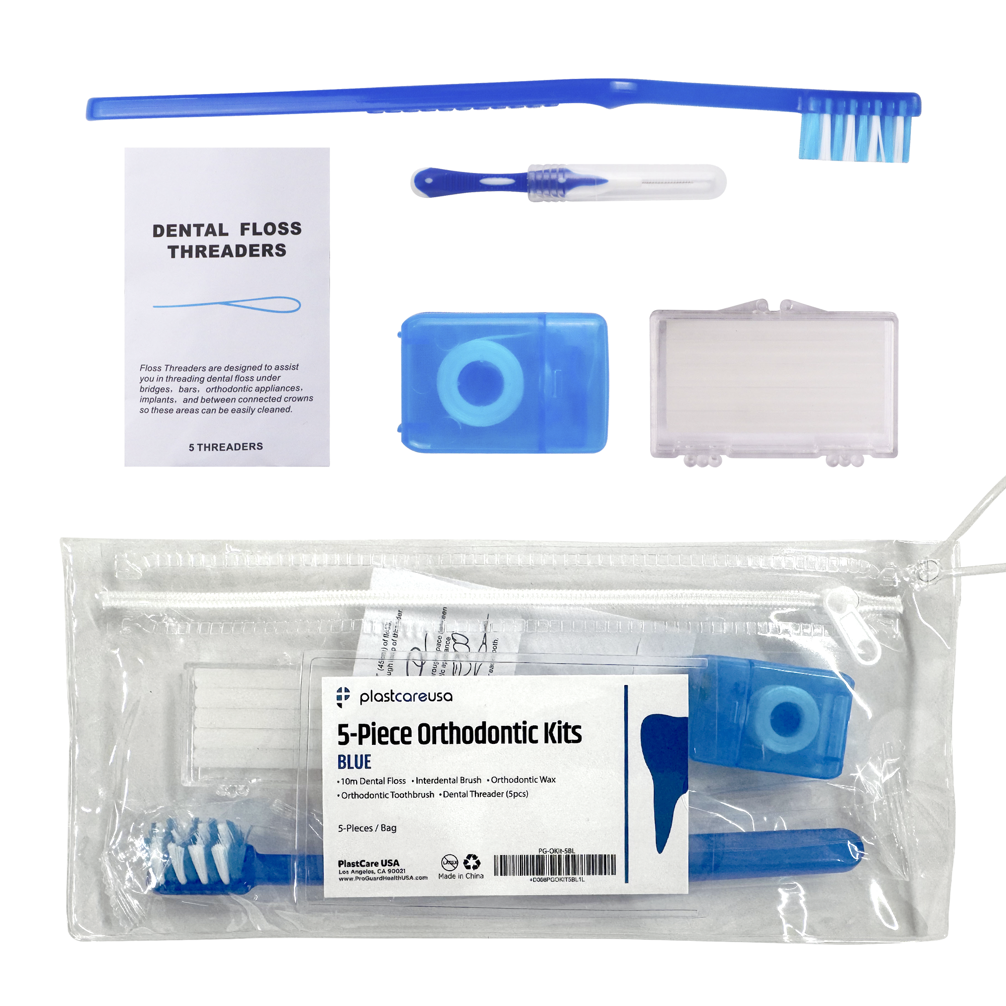 Orthodontic Patient Care Kits, 5-Piece, Blue - 12 Pack | DoctorSupplies.com