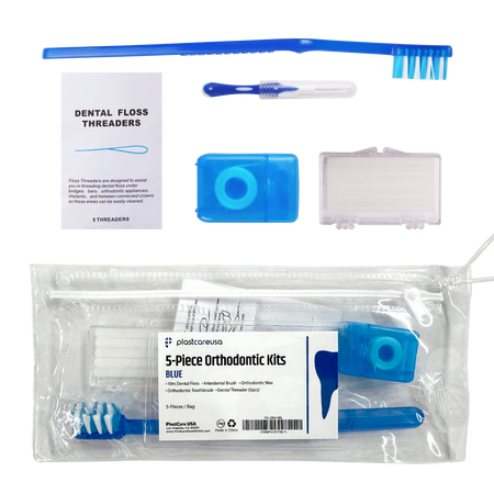 Orthodontic Patient Care Kits, 5-Piece, Blue - 12 Pack | DoctorSupplies.com