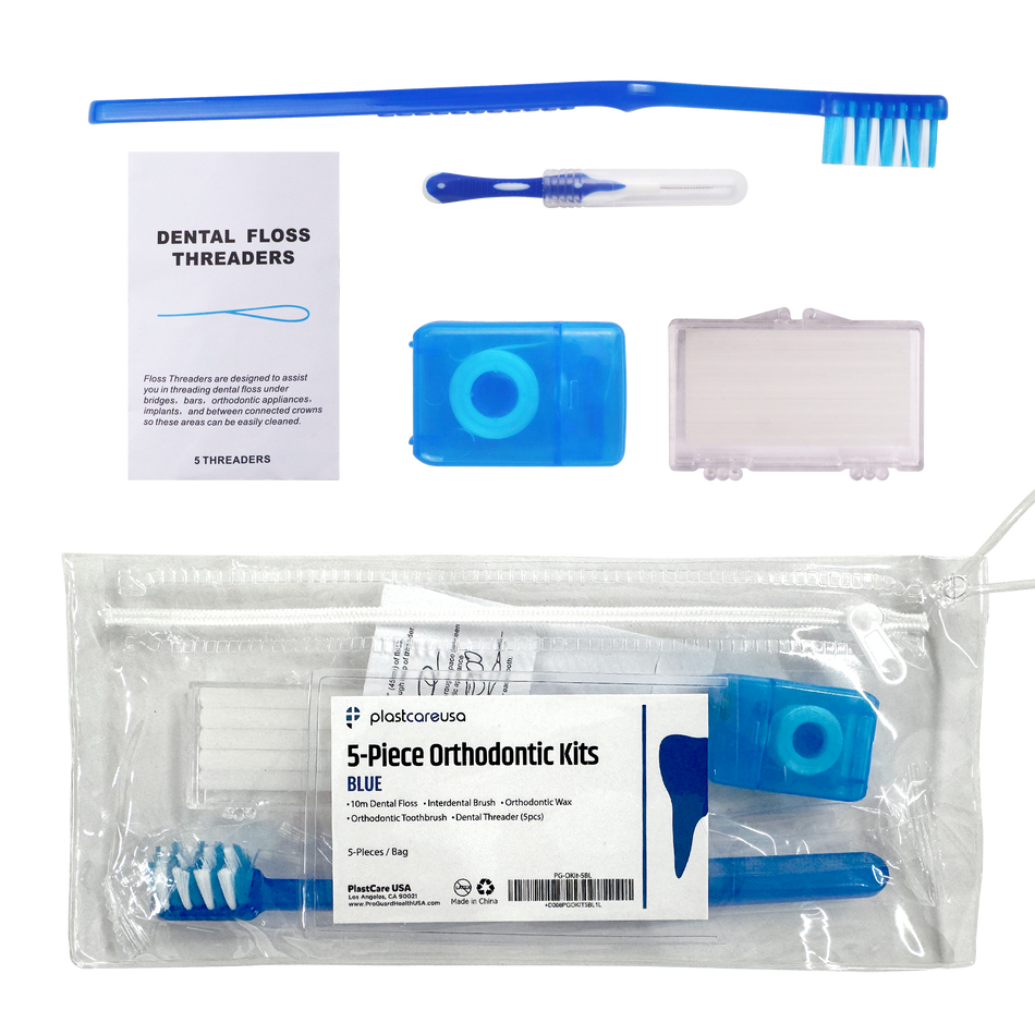 Orthodontic Patient Care Kits, 5-Piece, Blue - 12 Pack | DoctorSupplies.com