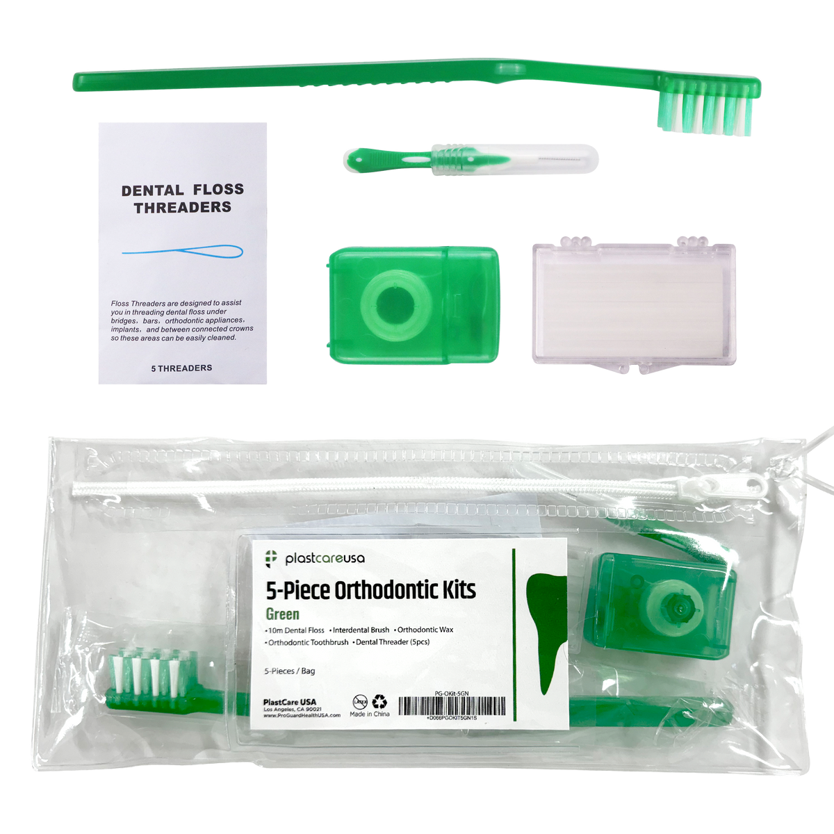 Green Orthodontic Patient Care Kits, 5-Piece (12 Pack) | DoctorSupplies.com