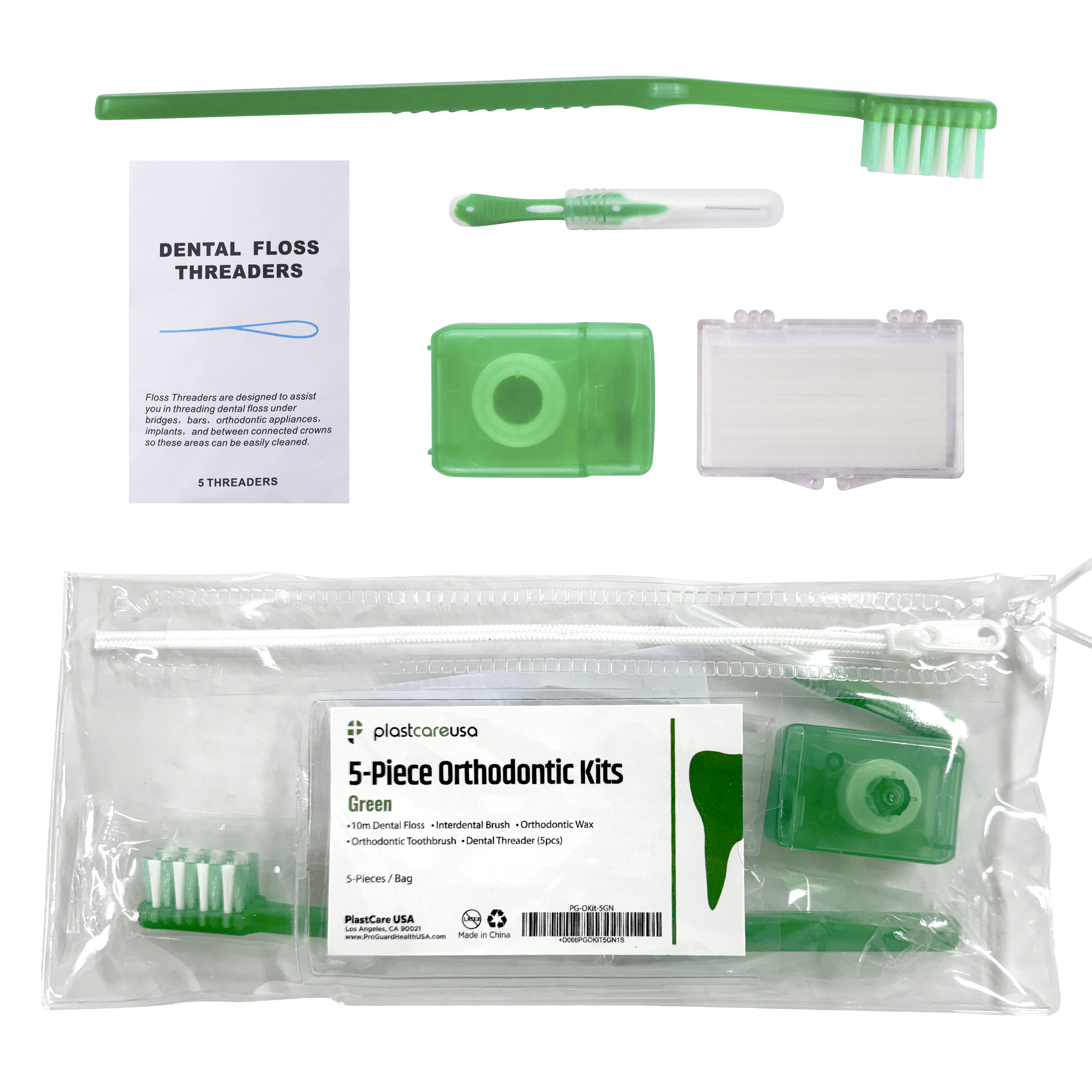 Green Orthodontic Patient Care Kits, 5-Piece (12 Pack) | DoctorSupplies.com