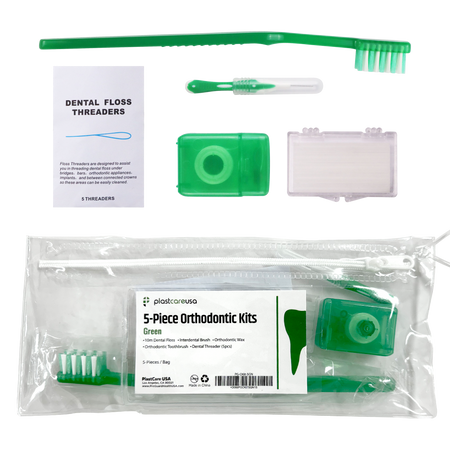 Green Orthodontic Patient Care Kits, 5-Piece (12 Pack) | DoctorSupplies.com