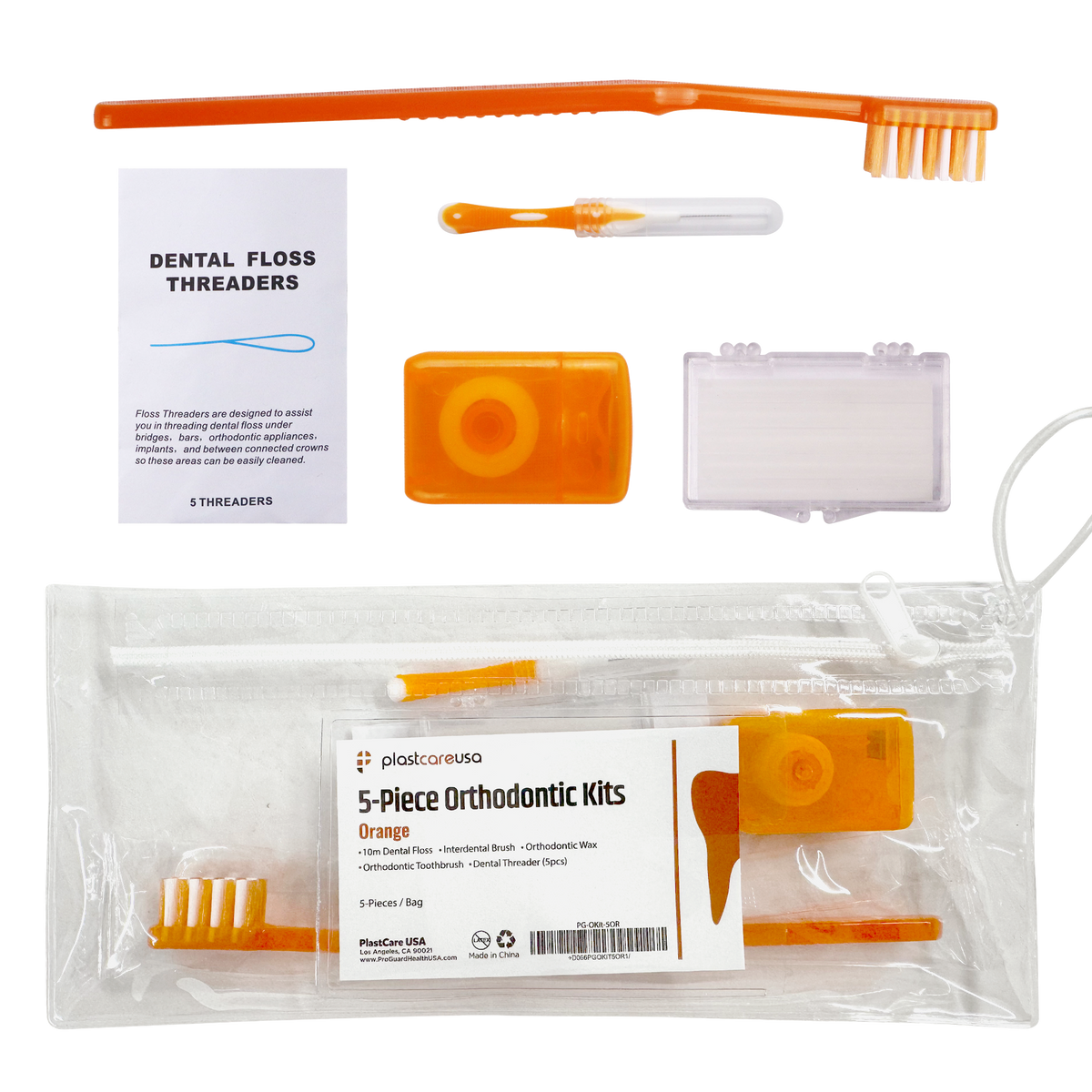 Orthodontic Patient Care Kits, 5-Piece, Orange (12 Pack) | DoctorSupplies.com