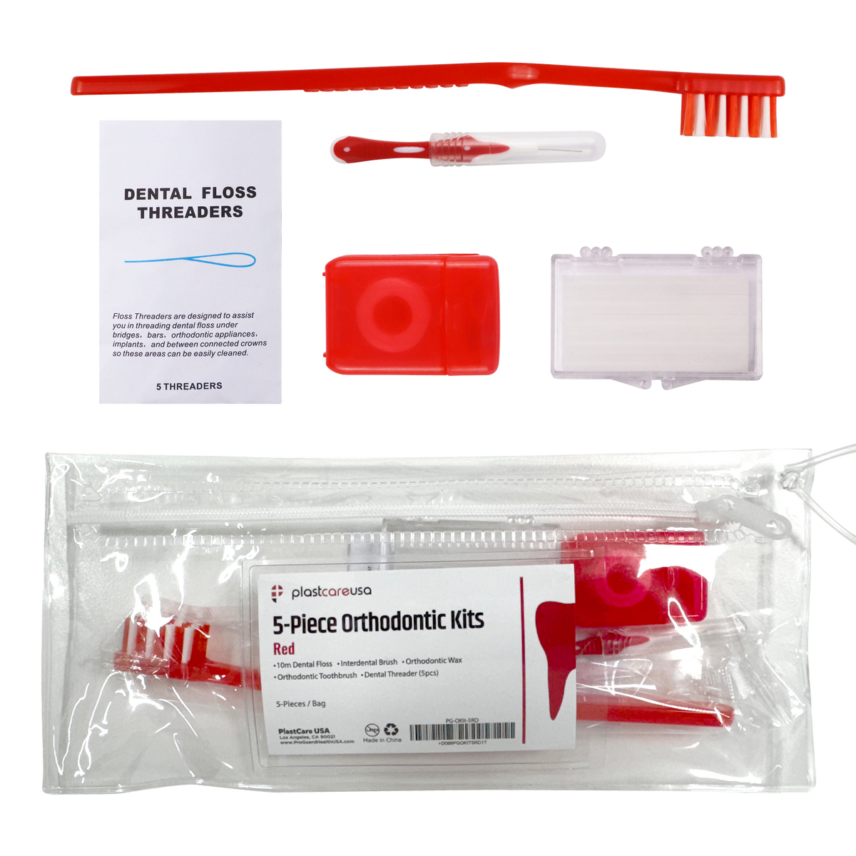 Red Orthodontic Patient Kits, 5-Piece (12 Pack) - Bulk | DoctorSupplies.com