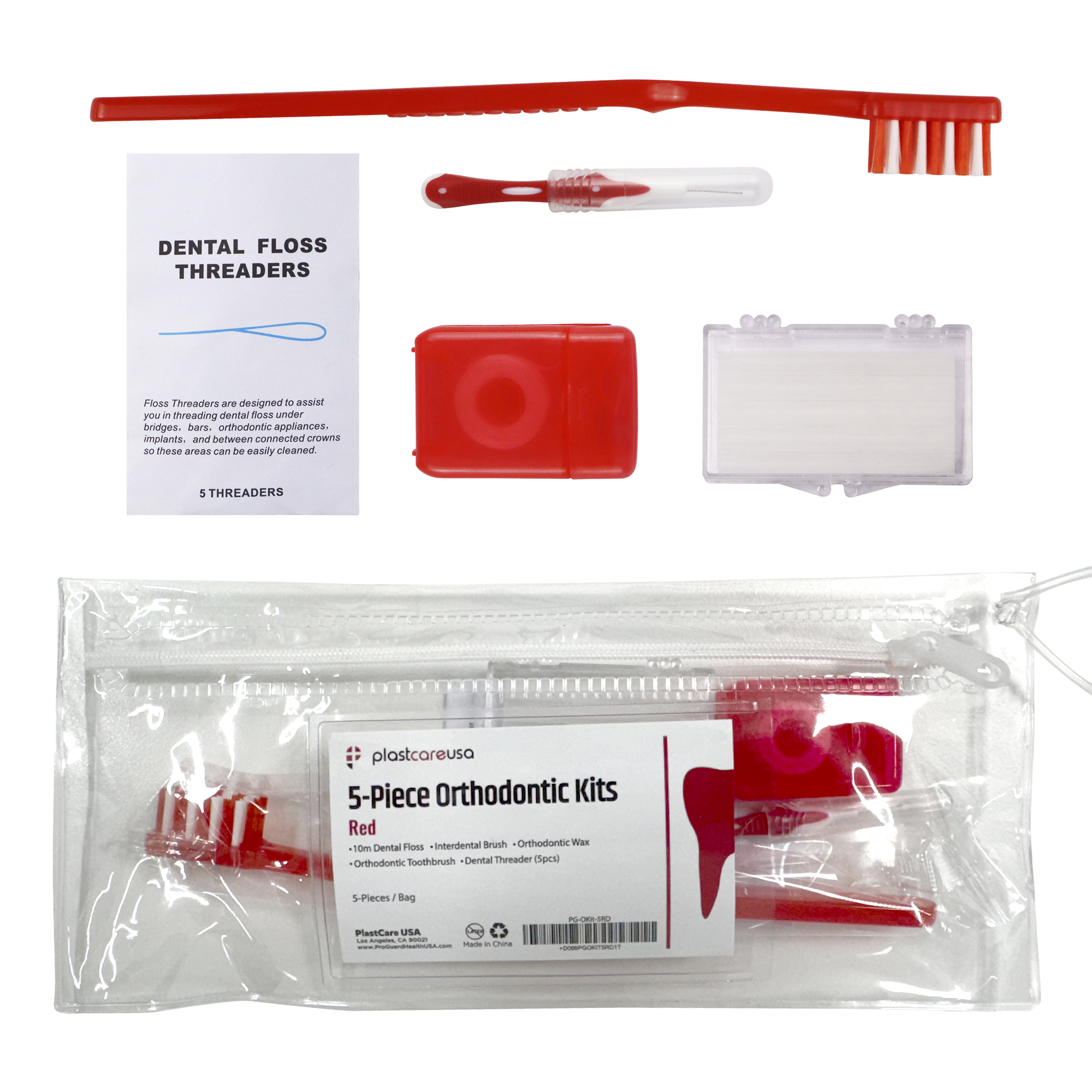 Red Orthodontic Patient Kits, 5-Piece (12 Pack) - Bulk | DoctorSupplies.com