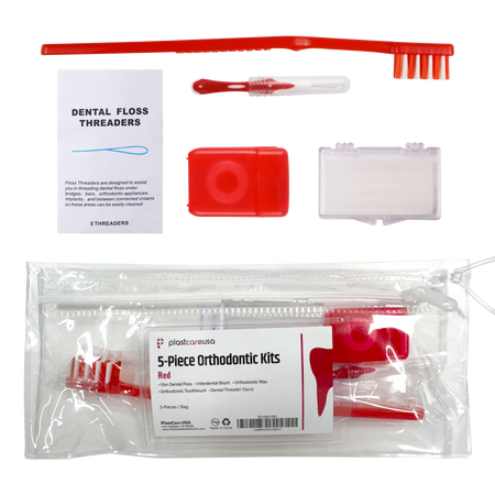 Red Orthodontic Patient Kits, 5-Piece (12 Pack) - Bulk | DoctorSupplies.com