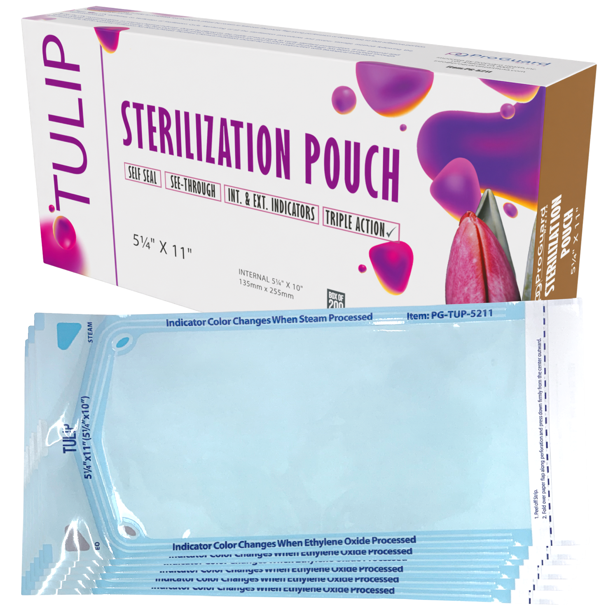 TULIP Self-Sealing Sterilization Pouches 5.25x10" - 200 Pack | DoctorSupplies.com