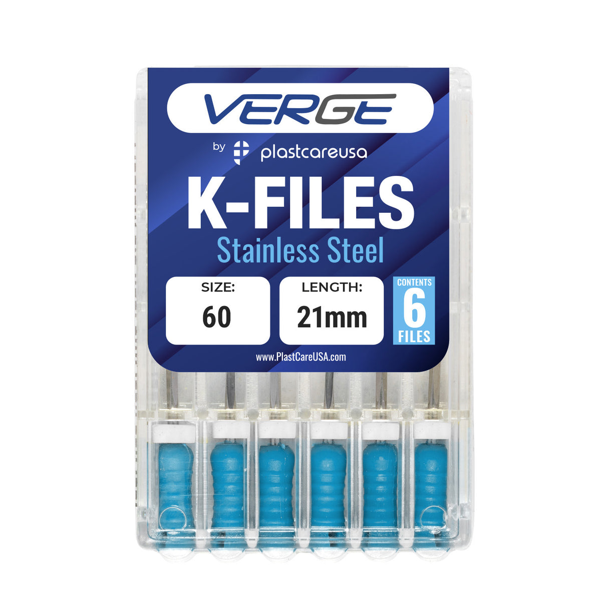 Size 60 21mm Stainless Steel Endodontic K-Files (Pack of 6) | DoctorSupplies.com