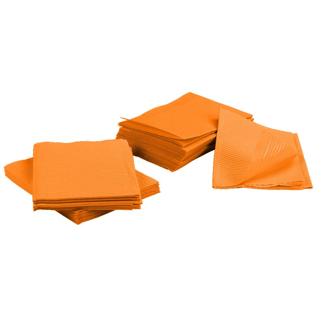 500 Neon Orange 3-Ply Dental Patient Towel Bibs by PlastCare USA | DoctorSupplies.com