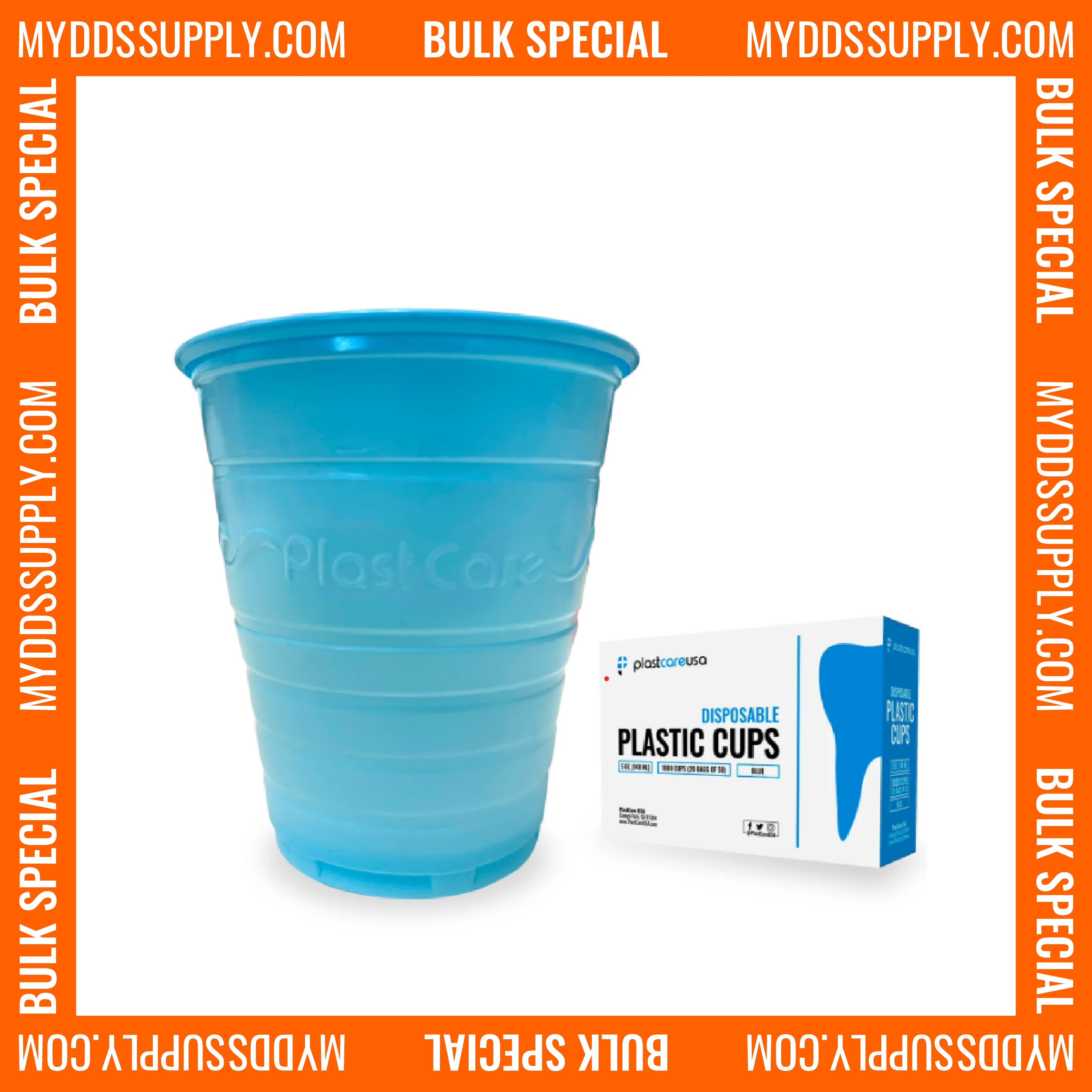 PlastCare USA 5oz Blue Ribbed Dental Cups - 1000/Case - in use | DoctorSupplies.com
