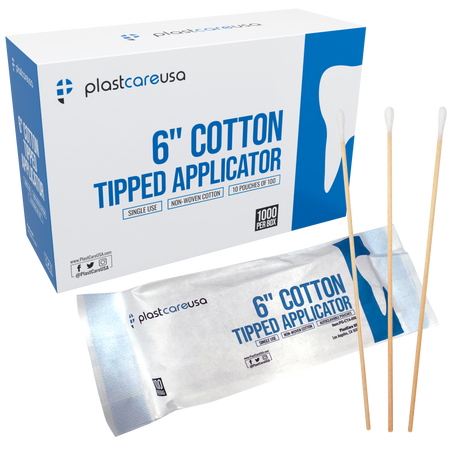 6" Cotton Tip Applicators - PlastCare USA - Box of 1000 | DoctorSupplies.com