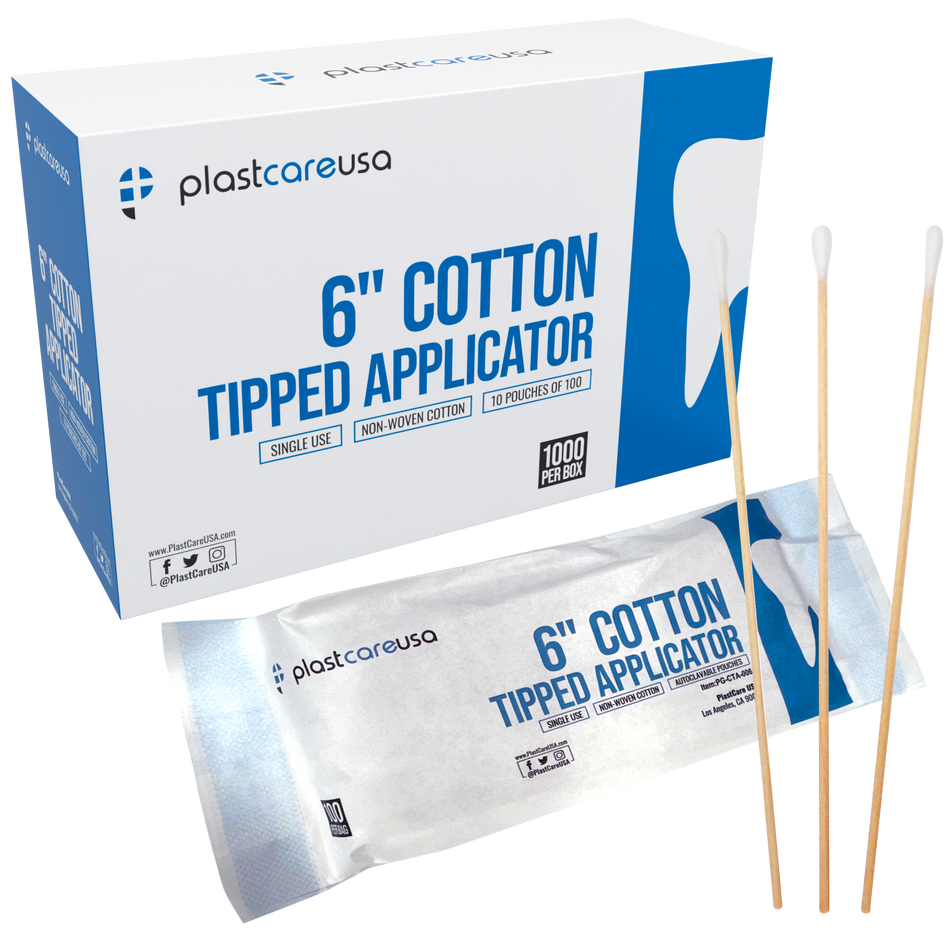 6" Cotton Tip Applicators - PlastCare USA - Box of 1000 | DoctorSupplies.com