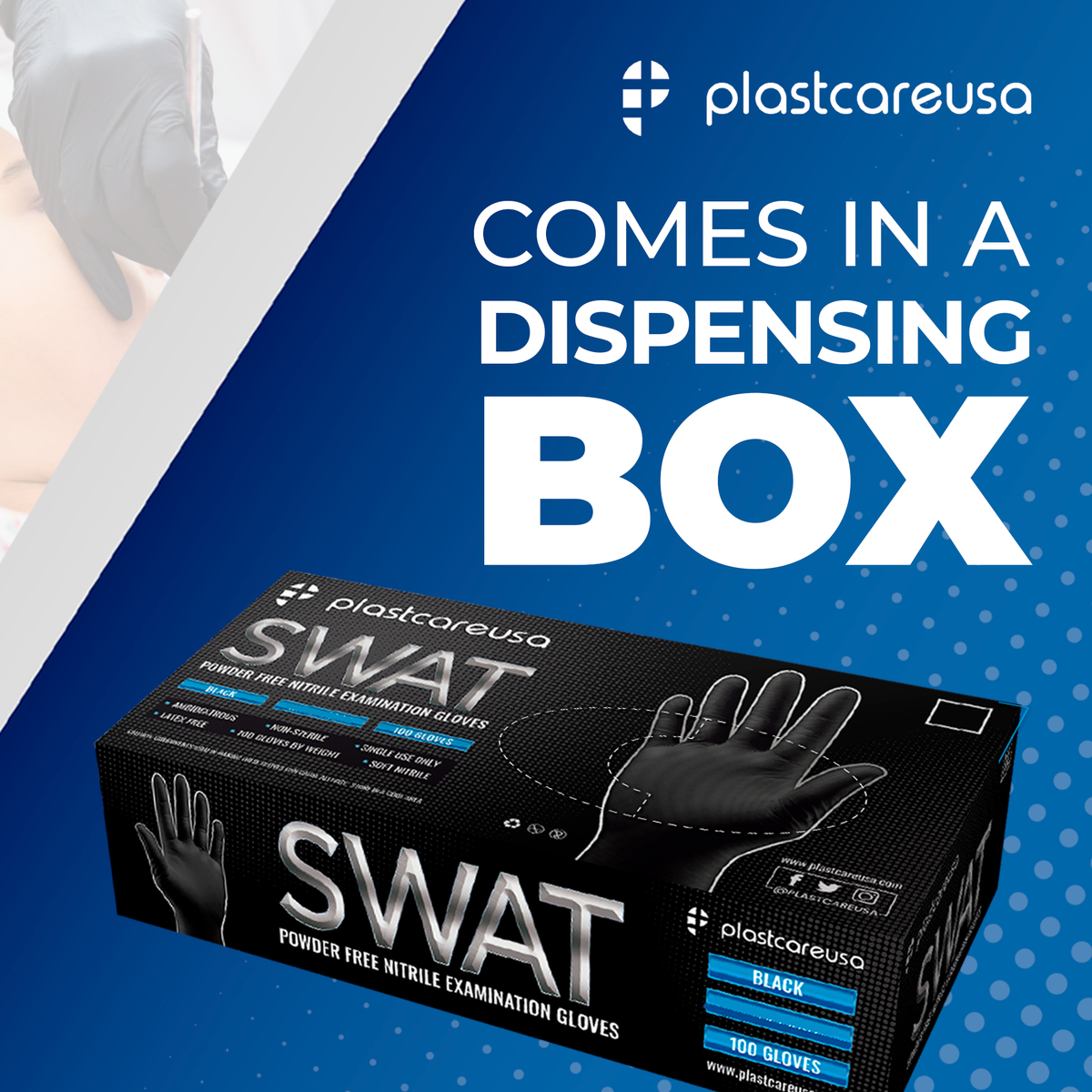 Large Black Nitrile Disposable Gloves - Box of 100, Powder-Free - in use | DoctorSupplies.com