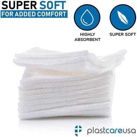 1000 PlastCare USA 2x2 4-Ply Non-Sterile Dental Gauze Sponges - back view | DoctorSupplies.com
