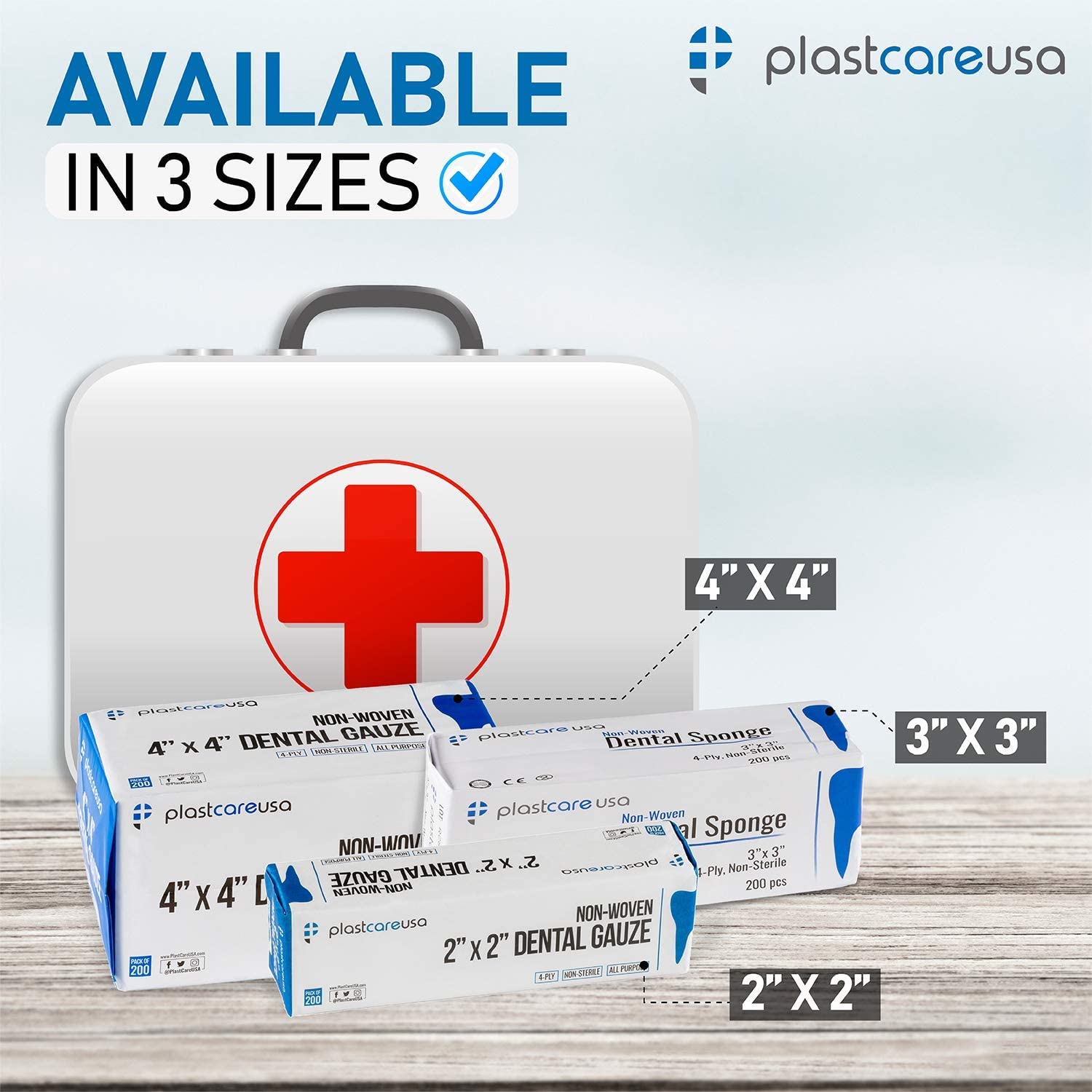 1000 PlastCare USA 2x2 4-Ply Non-Sterile Dental Gauze Sponges - view 8 | DoctorSupplies.com