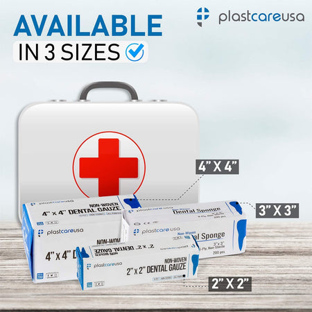 1000 PlastCare USA 2x2 4-Ply Non-Sterile Dental Gauze Sponges - view 8 | DoctorSupplies.com