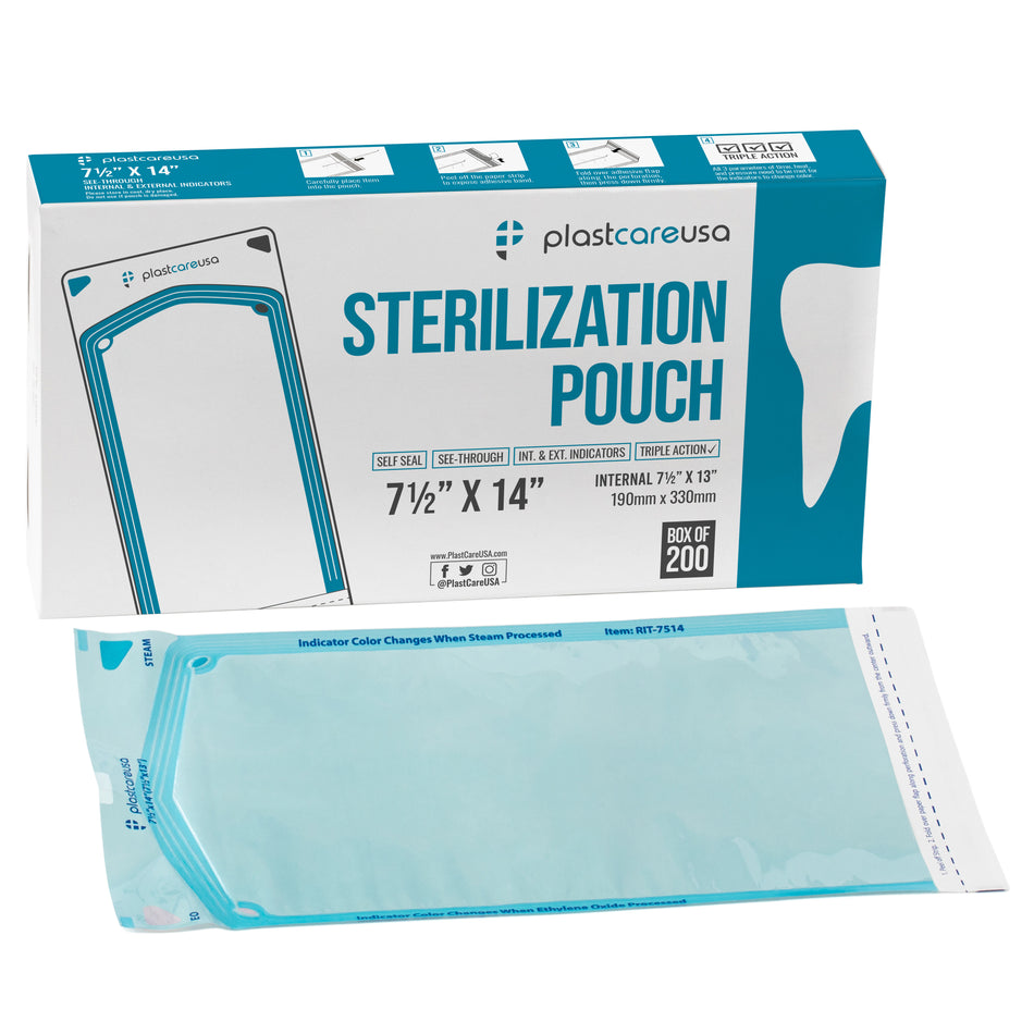 200 PlastCare USA 7.5x13 Self-Seal Sterilization Pouches Autoclave | DoctorSupplies.com