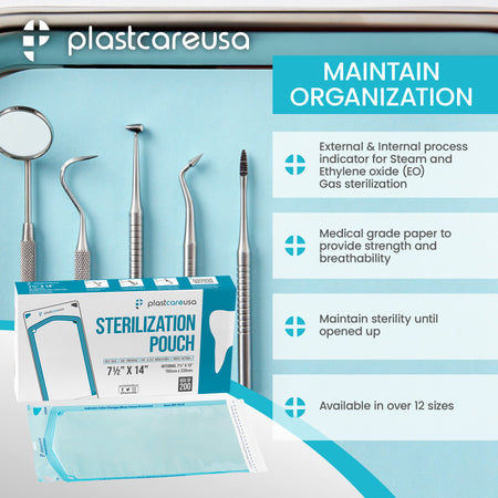 200 PlastCare USA 7.5x13 Self-Seal Sterilization Pouches Autoclave - detail view | DoctorSupplies.com