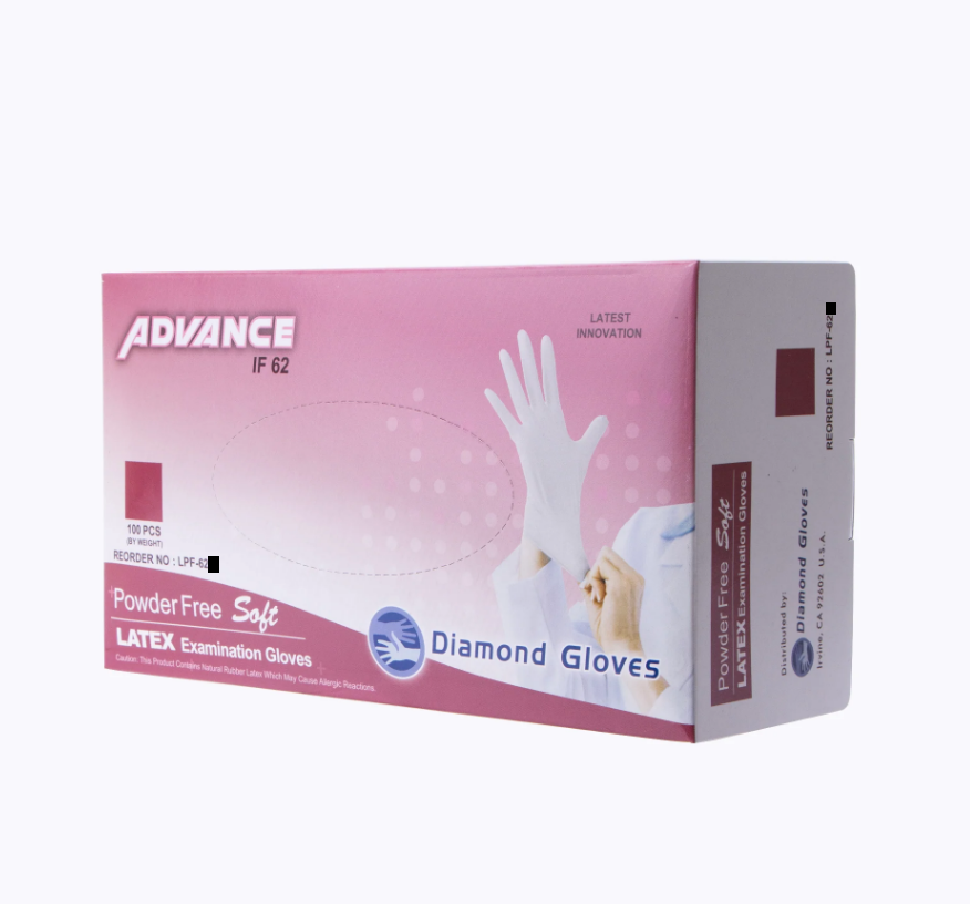 Advance IF62 Latex Exam Gloves Small Powder-Free (1000/Case) - front view | DoctorSupplies.com